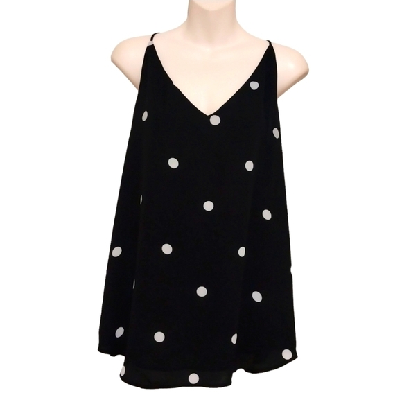 Loft Black & White Polka Dot Top Sz M - Picture 1 of 5